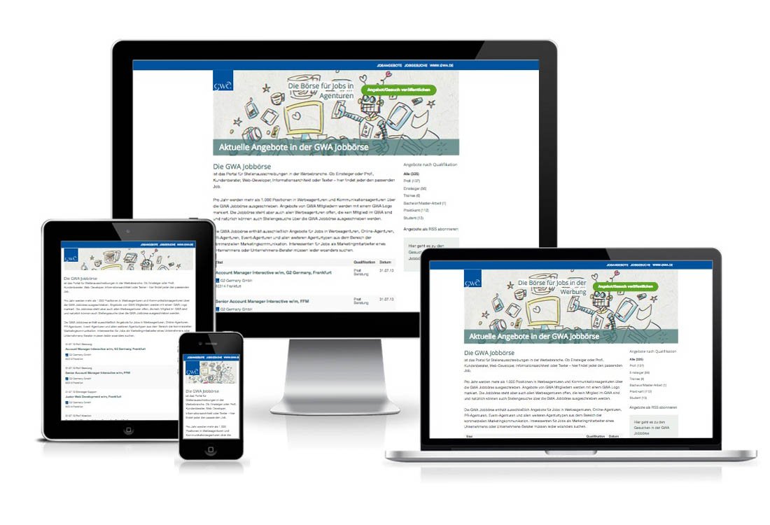 GWA Jobbörse - Responsive Design Website Prototyp